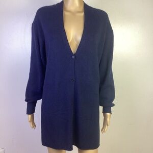 THEORY Straight Long button up Cardigan in Cashmere Dark blue Sz M